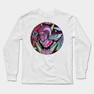 Blue Red Blend Wise Afro King Long Sleeve T-Shirt